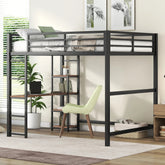 Bellemave® Full Size Metal Loft Bed with Built - in Desk and Storage Shelves - Bellemave